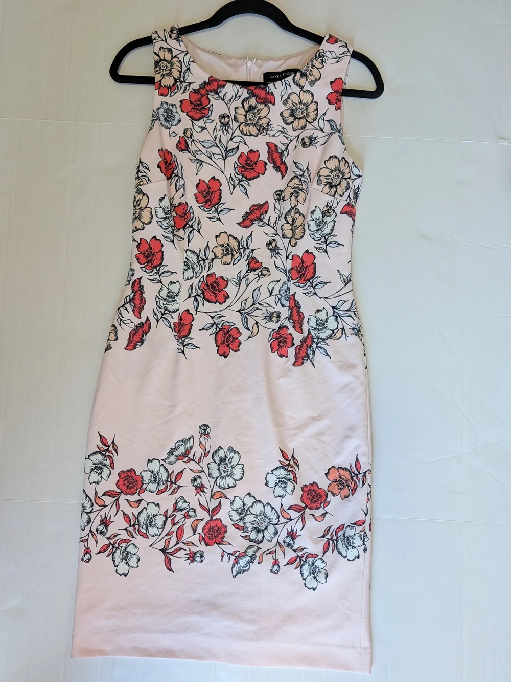 Ivanka Trump Floral Pink Sheath Dress Wedding Formal Party Career, 8